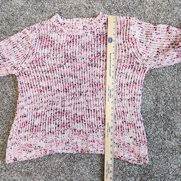 Cupio Knit Sweater Women's XL Pink Red Confetti Bow Sleeve Ties Valentine's Day - Picture 8 of 10